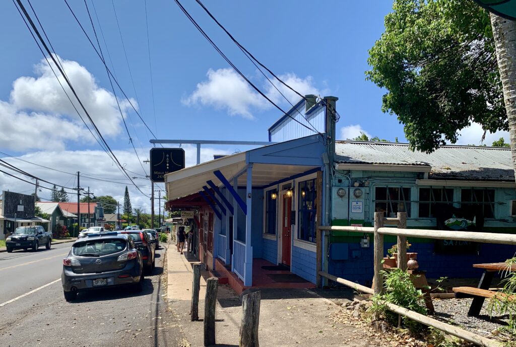 shop fronts line the main road through Makawao