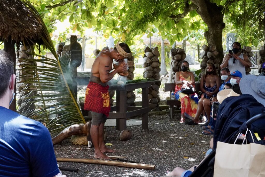Fire-making demonstration at the Samoa Village at the Polynesian Cultural Center