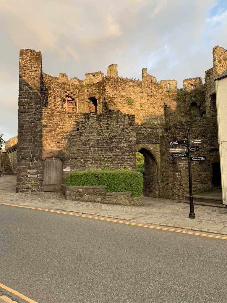 City Walls in Conwy, Wales at sunset