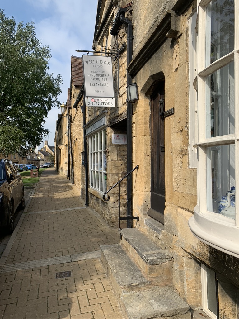 Victor's Coffee Shop in Chipping Campden is located on High Street in a historic stone building.