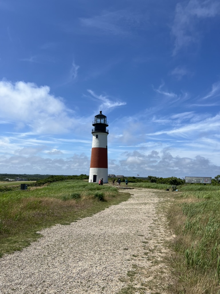 Red and white striped lighthouse on Nantucket.