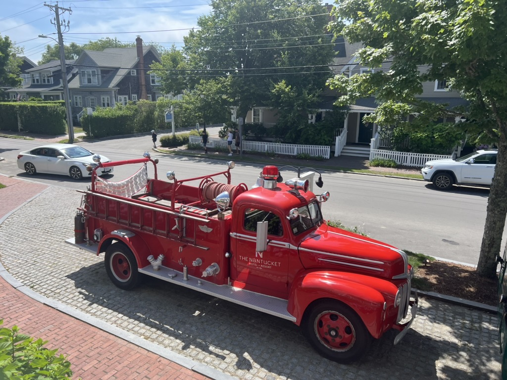 Antique red fire truck at the Nantucket Hotel